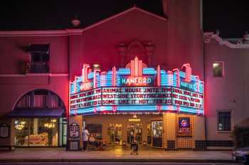 Hanford Fox Theatre, California (outside Los Angeles and San Francisco): Marquee and Entrance at night