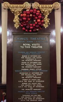 King’s Theatre, Edinburgh, United Kingdom: outside London: Lobby plaque commemorating Royal visits