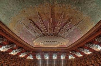 The Wiltern, Koreatown, Los Angeles: Greater Metropolitan Area: Auditorium Ceiling from Balcony center