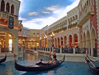 The atmospheric-styled shopping promenade of the Venetian Casino and Hotel in Las Vegas