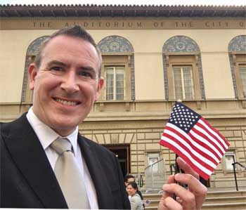 Mike’s Citizenship Ceremony on 21st November 2019 outside the Pasadena Civic Theatre