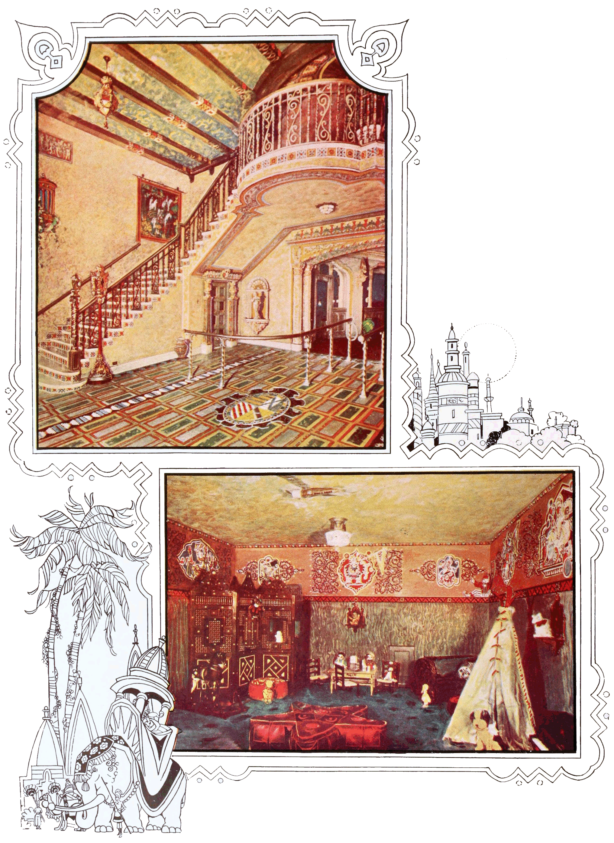 Lobby Stairway (top); A Playroom (bottom)