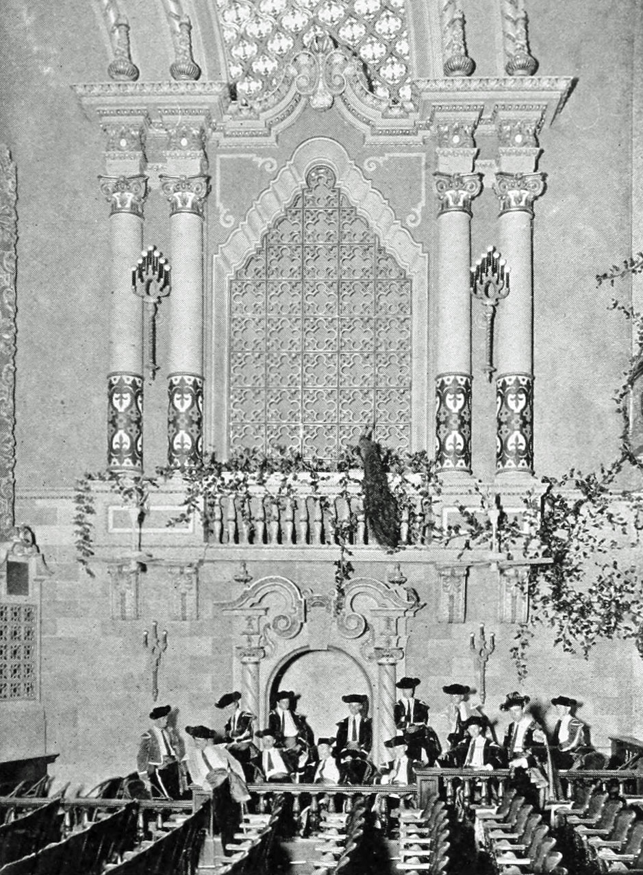 Vine-covered church window and organ grille, Orpheum Theatre, Wichita, Kansas.