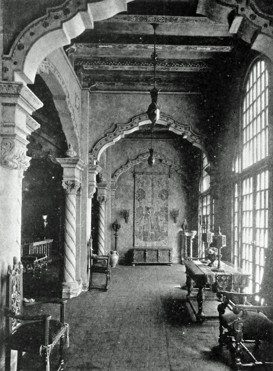 Portion of Mezzanine of the Olympia Theatre, Miami, Florida, showing genuine and replicas of antiques.