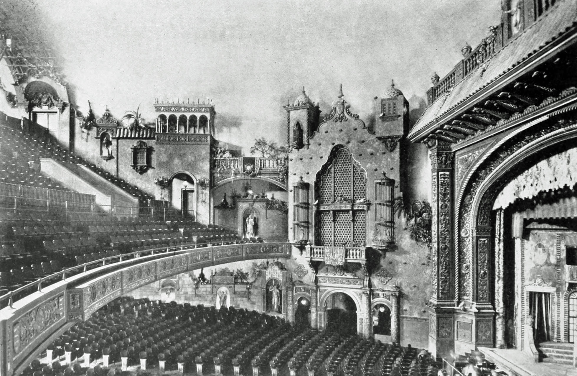 Auditorium of the Olympia Theatre, Miami, Florida, showing treatment of side wall, with ceiling treated as open sky.