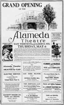 Grand opening ad, as printed in the 5th May 1926 edition of <i>The Oregonian</i> (2.7MB PDF)