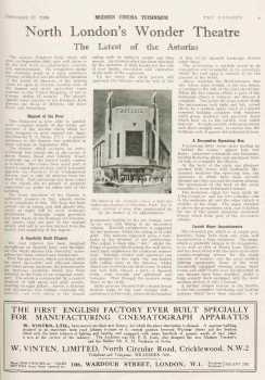 “North London’s Wonder Theatre”, news of the new Astoria as printed in the 17th September 1930 edition of <i>The Bioscope</i> (3.5MB PDF)