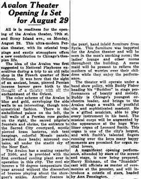 News of the theatre’s opening, as printed in the 26th August 1927 edition of <i>The Suburbanite Economist</i> (620KB PDF)