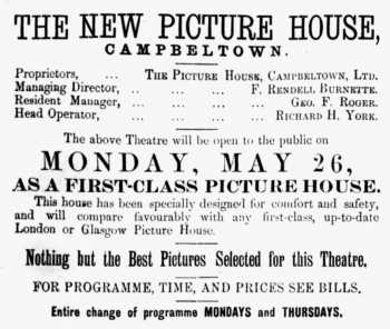 Open Ad, as printed in the 24th May 1913 edition of <i>The Campbeltown Courier</i> (360KB PDF)