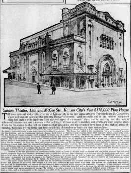 Details of the contractors who worked on the theatre, as printed in the 17th August 1912 edition of <i>The Kansas City Post</i> (5.6MB PDF)