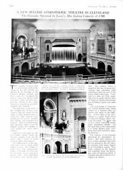 2-page feature on the new theatre, as printed in the 5th May 1928 edition of <i>Motion Picture News</i>, held by the Museum of Modern Art Library in New York (1MB PDF)