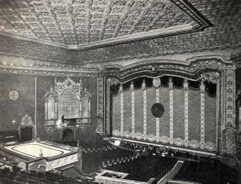 Auditorium in 1922, showing the projection booth in foreground at bottom-left of photo