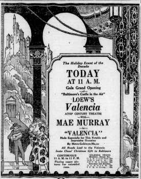 Opening Ad, as printed in the 24th December 1926 edition of <i>The Baltimore Sun</i> (1.7MB PDF)