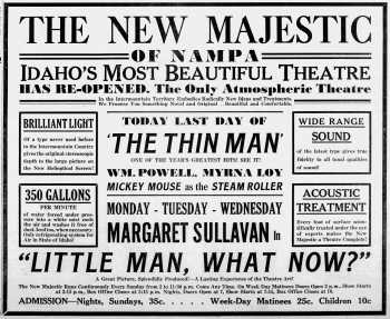 Reopening ad, as printed in the 12th August 1934 edition of the <i>Idaho Daily Statesman</i> (500KB PDF)