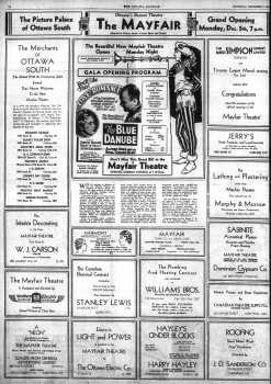 News of the theatre’s imminent opening, as printed in the 3rd December 1932 edition of <i>The Ottawa Journal</i> (600KB PDF)