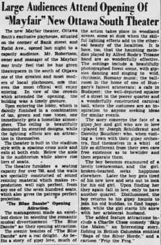 Report of the theatre’s opening, as printed in the 3rd December 1932 edition of <i>The Ottawa Citizen</i> (700KB PDF)
