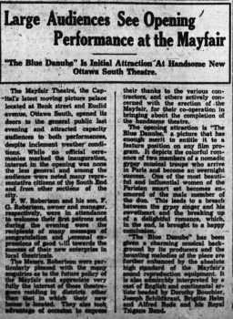 Report of the theatre’s opening, as printed in the 3rd December 1932 edition of <i>The Ottawa Journal</i> (1MB PDF)