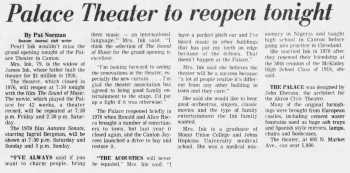 News of the theatre’s reopening, as printed in the 24th April 1980 edition of the <i>Akron Beacon Journal</i> (310KB PDF)