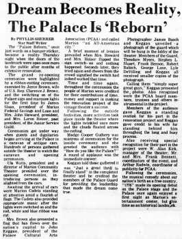 News of the theatre’s reopening, as printed in the 9th July 1976 edition of <i>The Marion Star</i> (430KB PDF)