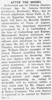 Announcement of the new theatre, as printed in the 21st February 1929 edition of <i>The Wells Mirror</i> (80KB PDF)