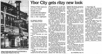 News of the theatre’s purchase and imminent remodeling, as printed in the 25th September 1983 edition of <i>The Tampa Tribune</i> (1.8MB PDF)