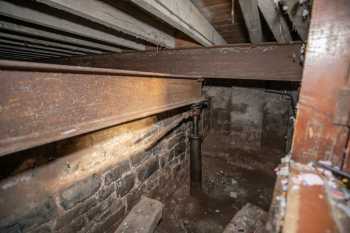 Adelina Patti Theatre, Craig-y-Nos, United Kingdom: outside London: Auditorium floor screwjack (House left side)