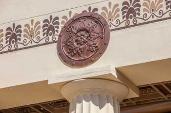 Alex Theatre, Glendale: Medallion above pillar