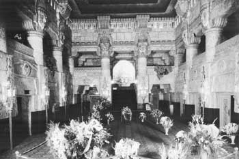 Lobby decked with flowers on opening night, 4th June 1926, courtesy <i>San Antonio Express-News</i> (JPG)