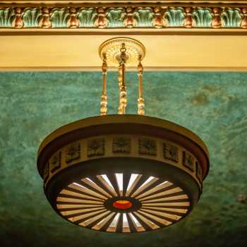 Balboa Theatre, San Diego: Balcony Soffit Light Fixture Closeup