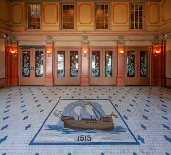 Balboa Theatre, San Diego: Mosaic Floor and Entrance Door (Panoramic)