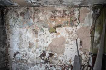 Britannia Panopticon, Glasgow: Decayed wallpaper on stairway