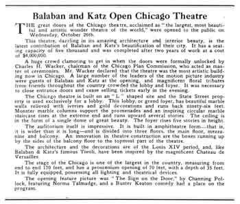 News of the theatre’s opening, as published in the 5th November 1921 edition of <i>Motion Picture News</i>, held by the Museum of Modern Art Library in New York and digitized by the Internet Archive (345KB PDF)