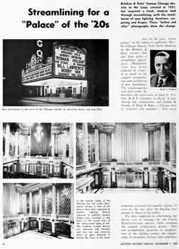 Details of the theatre’s 1950s modernization, from the 7th November 1953 edition of <i>Motion Picture Herald</i>, held by the Academy of Motion Picture Arts and Sciences and digitized by the Internet Archive (2MB PDF)