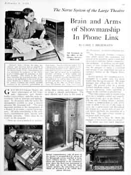 2-page overview of the control and communication features at the theatre as printed in the 4th February 1928 edition of <i>Motion Picture News</i> (1.4MB PDF)