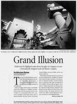 Preview of the Kodak Theatre and Hollywood & Highland complex ahead of their openings, as printed in the 9th November 2001 edition of the <i>Los Angeles Times</i> (1.1MB PDF)