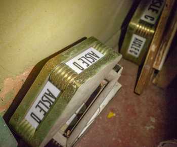 Egyptian Theatre, Hollywood: Old aisle lights in storage