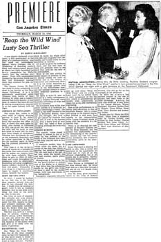 Review of the renamed theatre’s opening night as published in the 19th March 1942 edition of the <i>Los Angeles Times</i> (300KB PDF)