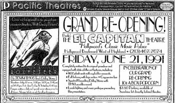 Grand Re-Opening advertisement as printed in the <i>Los Angeles Times</i> week commencing 17th June 1991 (JPG)