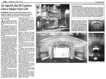 Press coverage in the <i>Los Angeles Times</i> of the theatre’s restoration ahead of its reopening night on 19th June 1991 (400KB PDF)