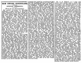 Report on the theatre’s opening ceremony, as printed in the 4th July 1907 edition of <i>The Stage</i> (540KB PDF)