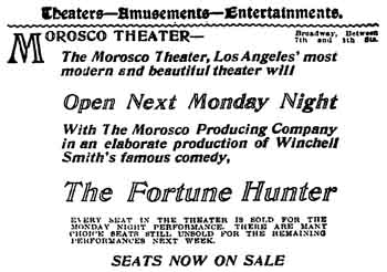 Theatre opening advertisement from the 31st December 1912 edition of the <i>Los Angeles Times</i> (250KB PDF)