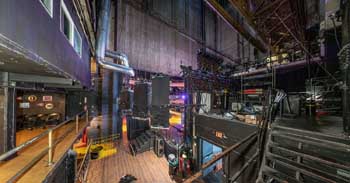 Globe Theatre, Los Angeles: Backstage from Upstage Left (Panoramic view)
