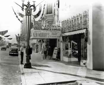 The theatre re-branded as the El Capitan in 1947, during the seven year run of Ken Murray’s “Blackouts” variety shows which ran from 1942 to 1949 (JPG)