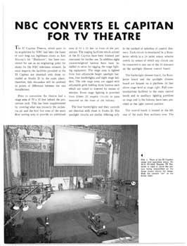 4-page article printed in the TV/Radio industry journal <i>RCA Broadcast News</i> of May/June 1952, covering NBC’s updates to the theatre for its use as a television theatre (2.5MB PDF)