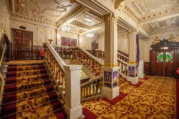 King’s Theatre, Edinburgh: Grand Circle Bar area with stairs down to the Main Foyer and stairs up to the rear of Grand Circle