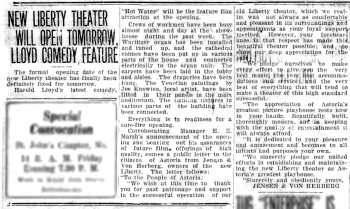 News of the theatre’s imminent opening, as printed in the 3rd April 1925 edition of the <i>Astoria Evening Budget</i> (1.1MB PDF)