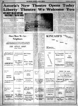 Report of the theatre’s imminent opening, as printed in the 4th April 1925 edition of <i>The Daily Astorian</i> (2.6MB PDF)