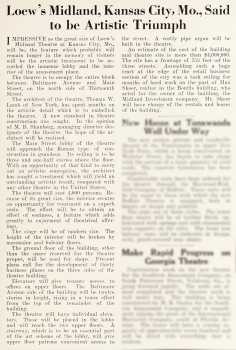 News of the theatre’s construction, as reported in the 19th June 1926 edition of <i>Motion Picture News</i>, courtesy <i>Museum of Modern Art Library, New York</i> (170KB PDF)