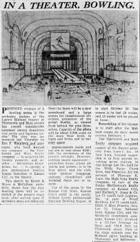 News of the theatre’s planned conversion into a bowling stadium, as printed in the 15th January 1961 edition of <i>The Kansas City Star</i> (360KB PDF)