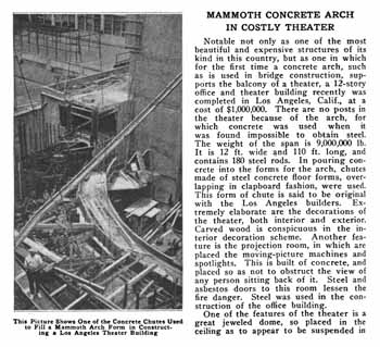 4-page feature in the September 1919 edition of <i>Popular Mechanics</i> demonstrating the concrete construction used for the balcony, held by the University of California and digitized by Google (1.3MB PDF)